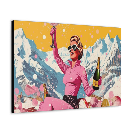 ALLEZ APRES French Kiss Pop Art Gallery Canvas Art Vintage Retro Mountain Ski Collection, French Alps, Travel, Paris, Courchevel, Pop Art, Decor