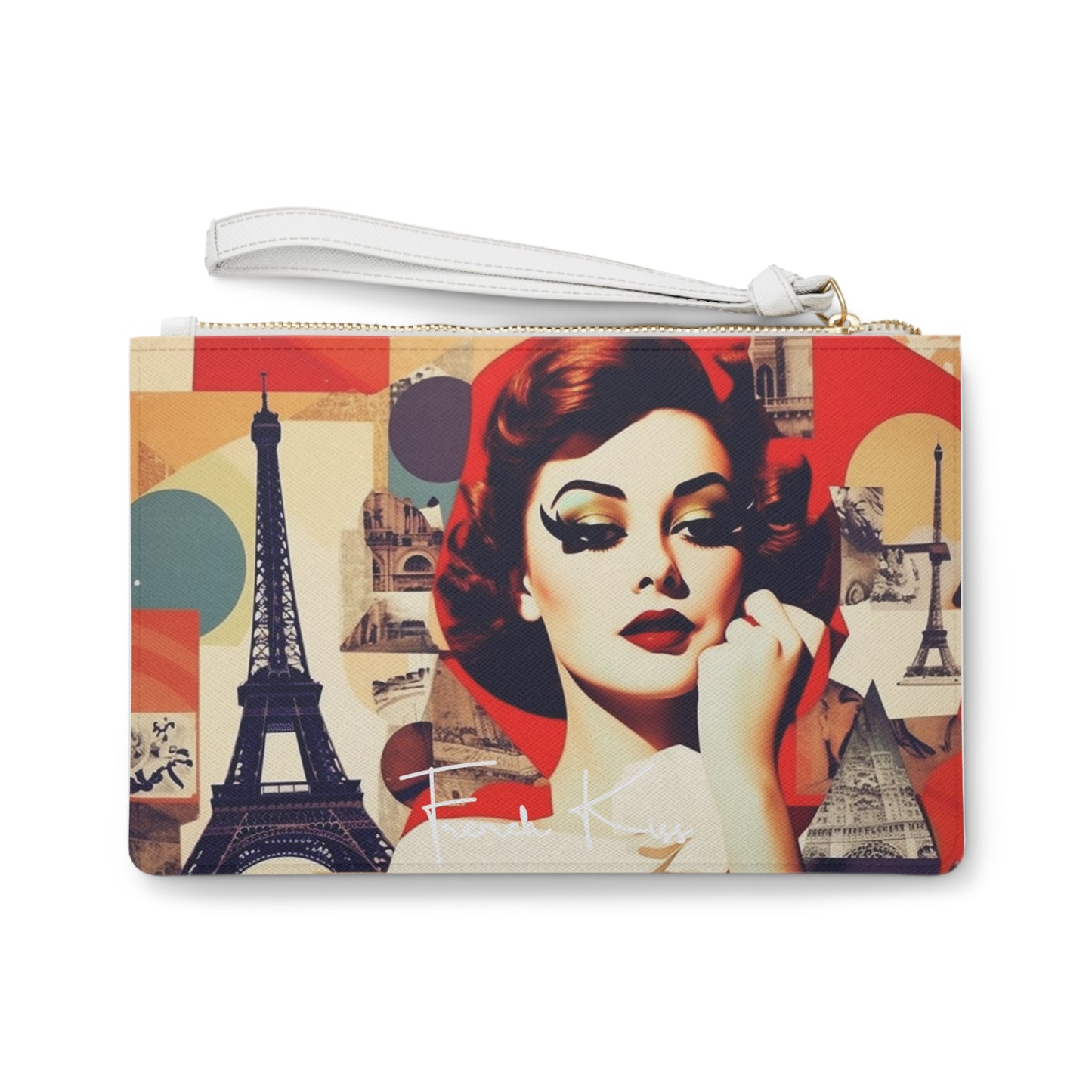 PARIS AMOUR French Kiss Pop Art, Sexy, Sassy CLUTCH Bag, France Couture, Travel, Fashion, Luxury, Chic French designer, must have gift item