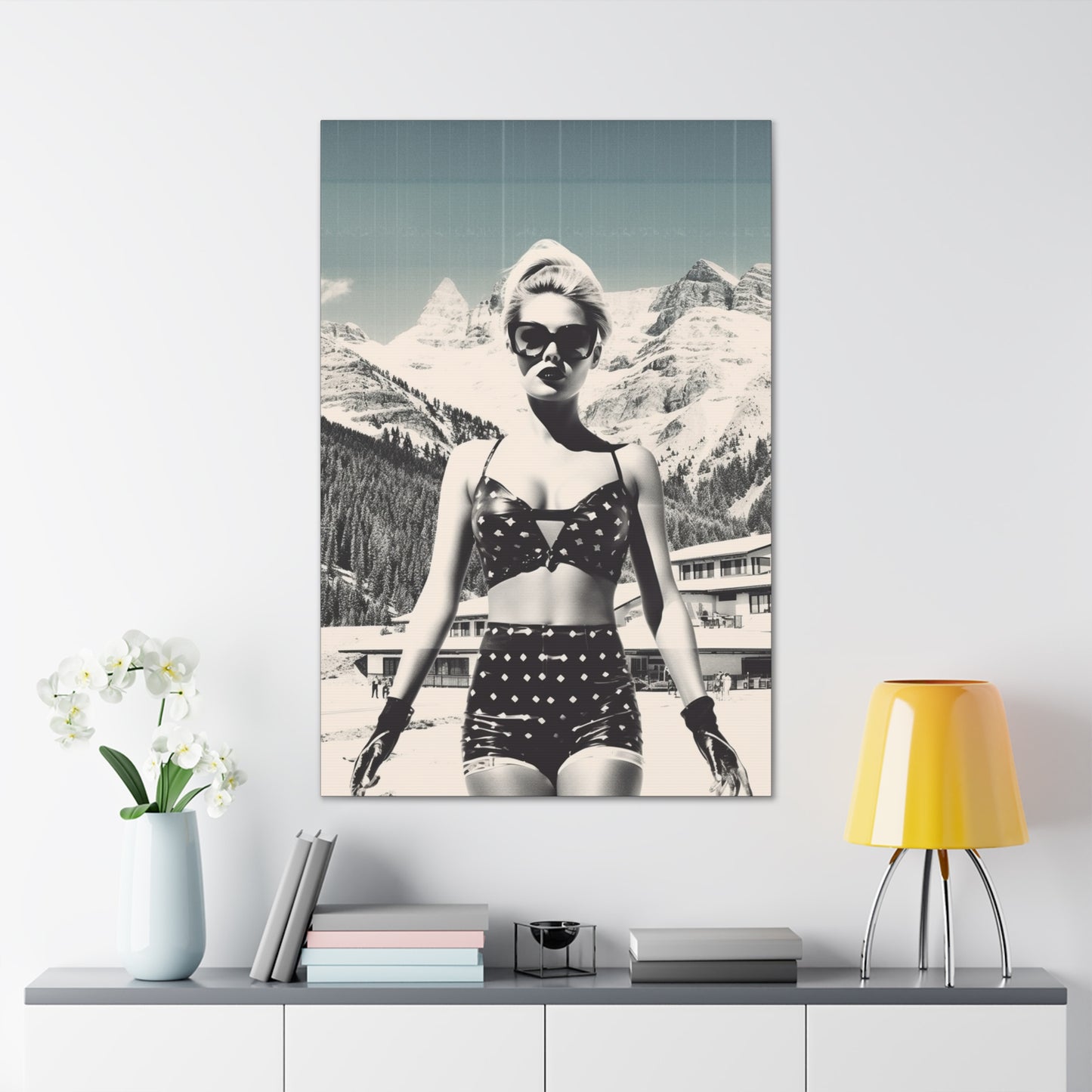 LA MITRESS French Kiss Pop Art Gallery Canvas Art Vintage Retro Mountain Ski Collection, French Alps, Travel, Courchevel, Pop Art, SKI Decor