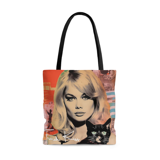 LE CHAT French Kiss Pop Art, Sexy, Sassy Tote Bag, France Couture, Pop Art, Travel, Fashion, Luxury, Chic French designer deluxe, must have gift item