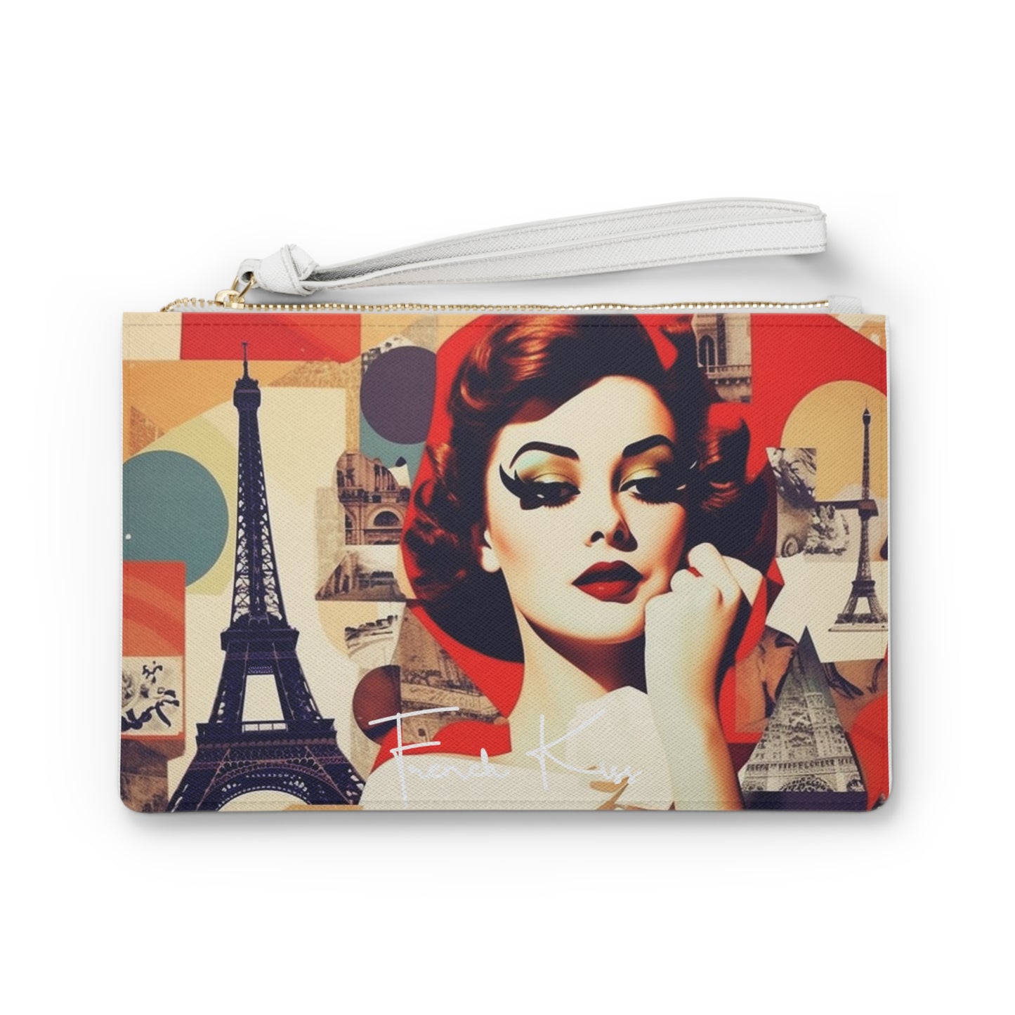 PARIS AMOUR French Kiss Pop Art, Sexy, Sassy CLUTCH Bag, France Couture, Travel, Fashion, Luxury, Chic French designer, must have gift item