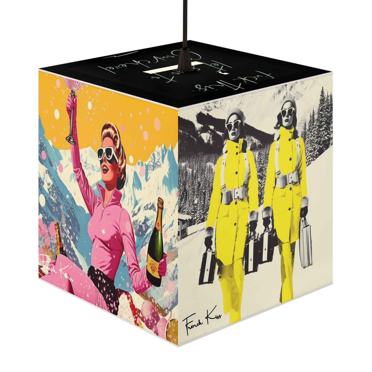 APRES SKI Sexy Chic Light Cube Lamp, French Kiss Glamour Lifestyle Fashion Haute Couture Travel Pop Art Interior Designer Luxe Luxury