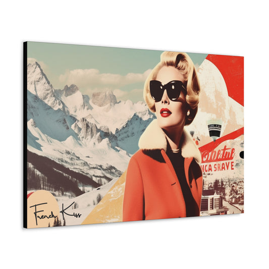 ECLAT d'HIVER French Kiss Pop Art Gallery Canvas Art Vintage Retro Mountain Ski Collection, French Alps, Travel, Paris, Courchevel, Pop Art, Decor