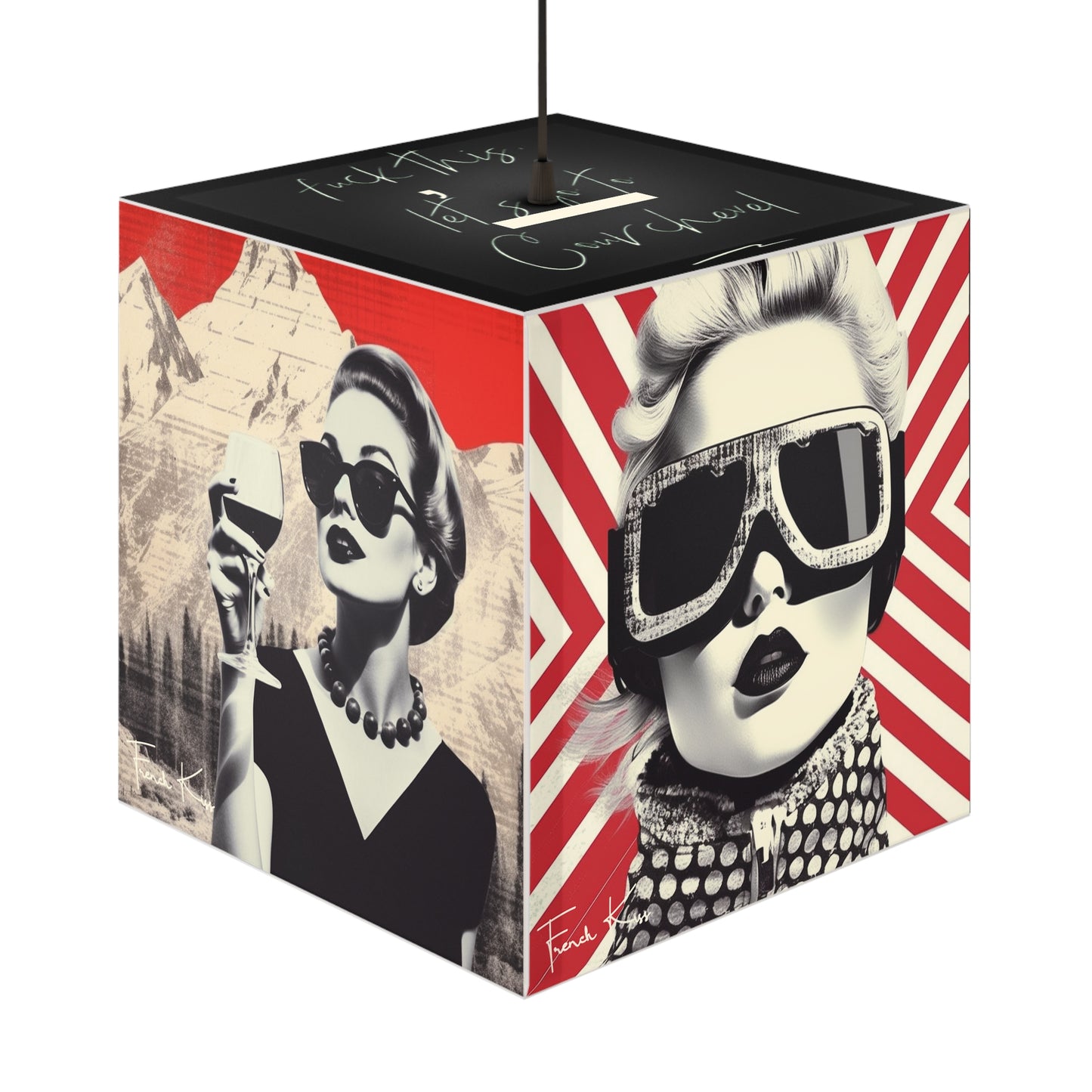 APRES SKI Sexy Chic Light Cube Lamp, French Kiss Glamour Lifestyle Fashion Haute Couture Travel Pop Art Interior Designer Luxe Luxury