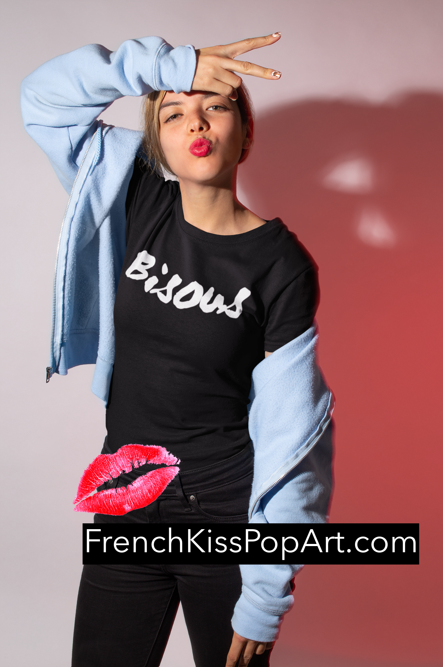 BISOUS BISOUS BISOUS chic fitted travel t-shirt, france, couture, french, provence, fashion, Women's short sleeve t-shirt