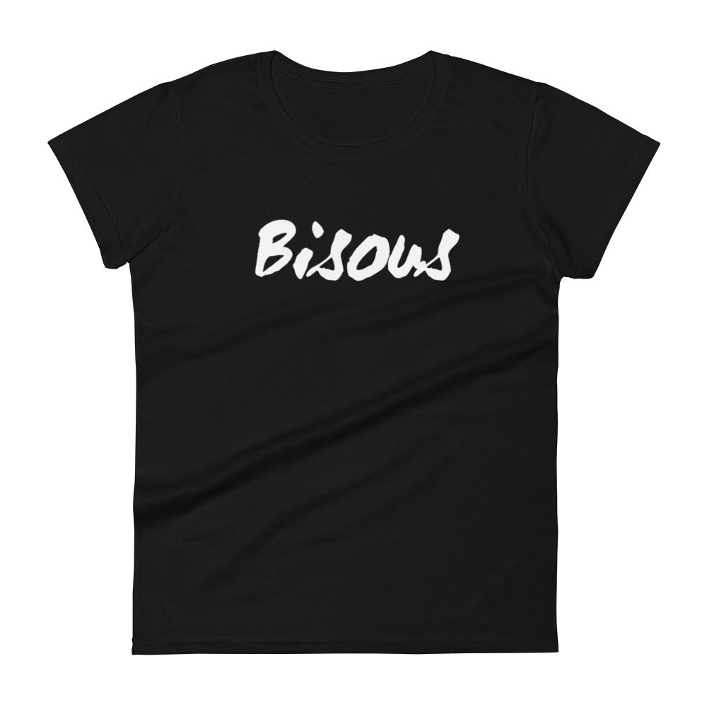 BISOUS BISOUS BISOUS chic fitted travel t-shirt, france, couture, french, provence, fashion, Women's short sleeve t-shirt