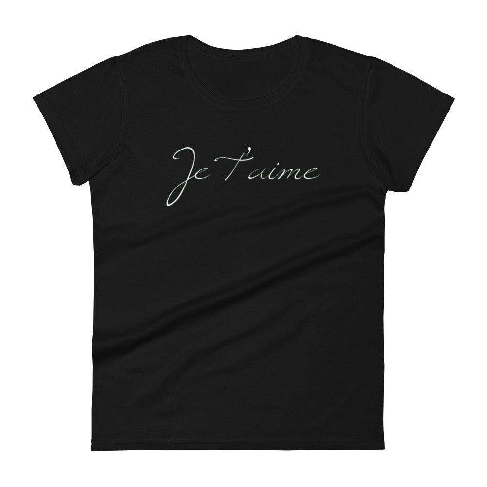 JE T'AIME chic fitted travel t-shirt, france, couture, french, provence, fashion, Women's short sleeve t-shirt